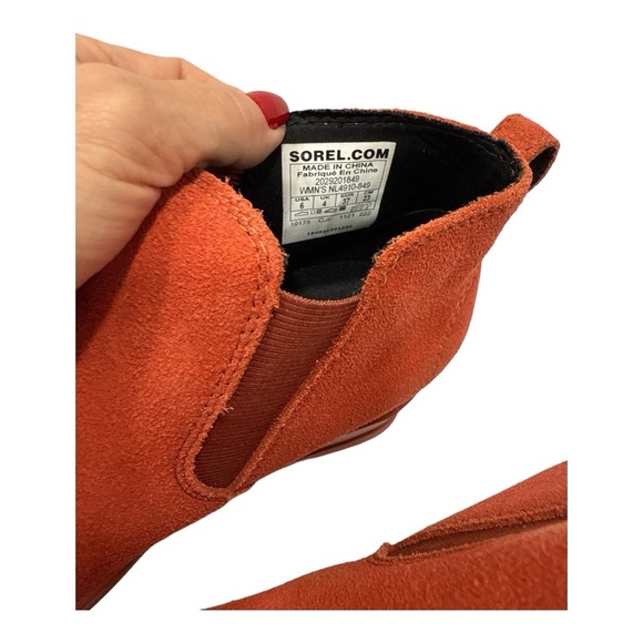 Sorel Evie Pull On Wedge Booties WarpRed Womens Waterproof Rain Boot size 6 - Picture 7 of 10